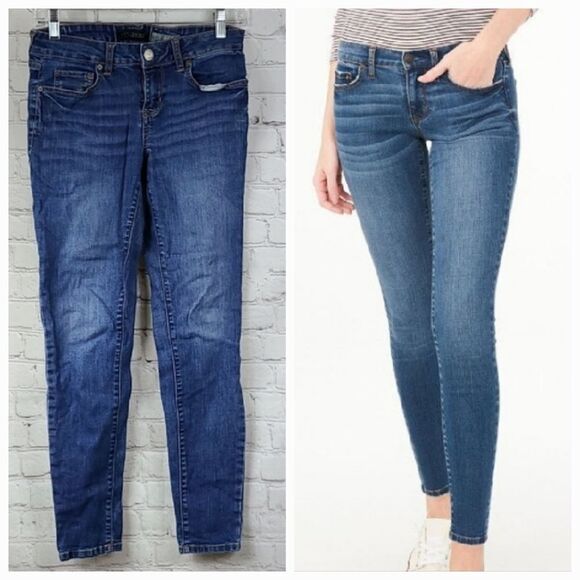 Aeropostale Jegging Mid-Rise Skinny Distressed Denim Blue Jeans Ankle Cropped 4 - Picture 3 of 8